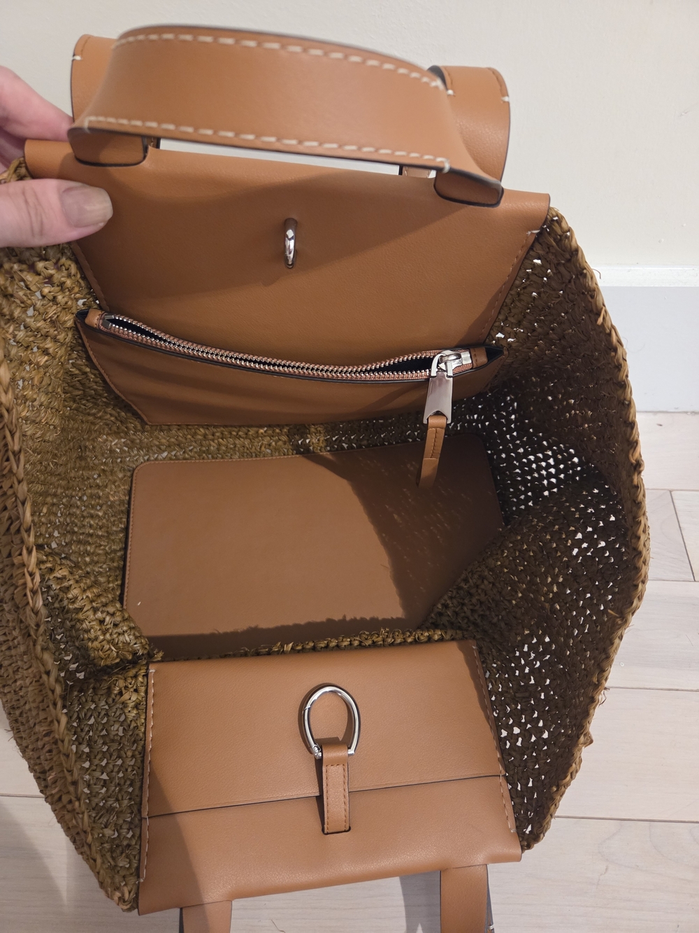 Proenza Schouler Brown Woven Tote with Tan Leather Panel - Picture 9 of 10